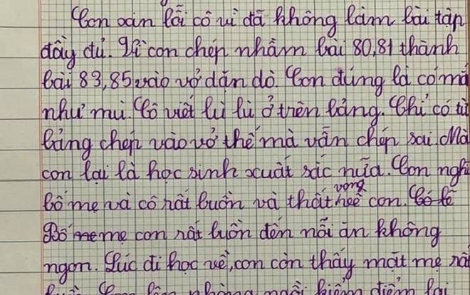 Cười nghiêng ngả với bản kiểm điểm của cô học trò tiểu học: 'Con đúng là có mắt như mù, cô viết lù lù trên bảng mà con vẫn viết sai…' Ảnh 2