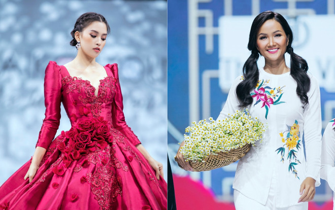 H'Hen Niê cột tóc hai chùm, diện áo bà ba đối lập Tiểu Vy lộng lẫy như nữ hoàng Ảnh 2