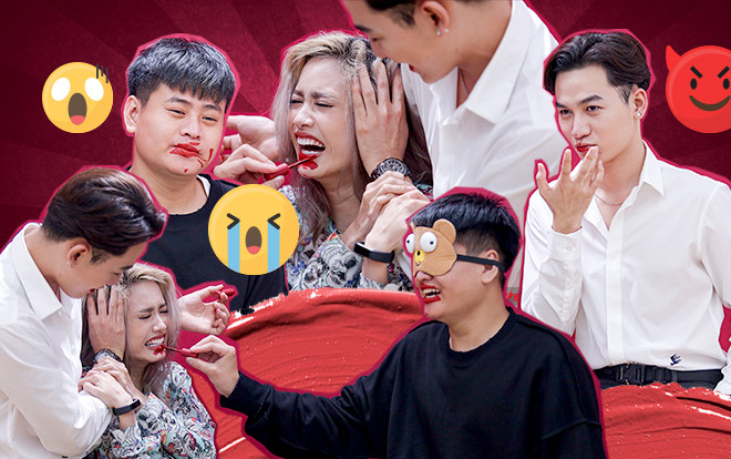 Ali Hoàng Dương - Khoa Nguyễn - Fung La bất chấp hình tượng, 'hại bạn' nhiệt tình với thử thách 'bịt mắt tô son' Ảnh 2