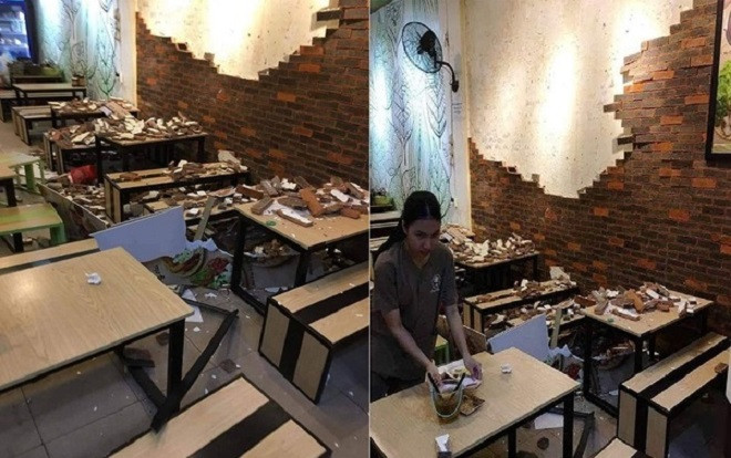 Bức tường trong quán ăn bất ngờ đổ sập, 4 thực khách nhập viện Ảnh 2