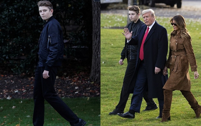 Cậu út nhà Trump trông bảnh bao khi diện 'cây' đen, cao hơn cả bố mẹ Ảnh 2