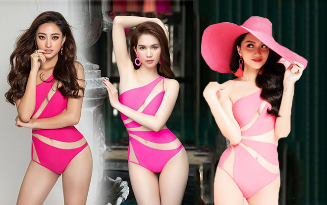 Pha đụng hàng bỏng mắt nhất Vbiz: Lương Thùy Linh - Hương Giang - Ngọc Trinh đọ body cực phẩm với 1 chiếc áo tắm Ảnh 2