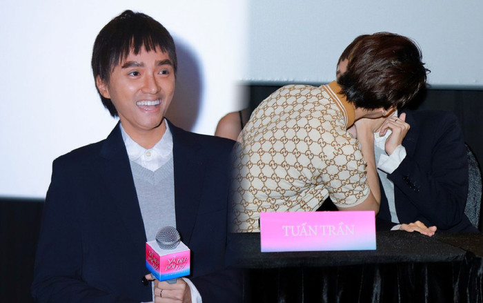 Hương Giang trở lại hình hài con trai, hôn Tuấn Trần giữa họp báo phim đầu tay Ảnh 2