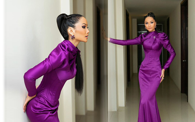 H'Hen Niê như đóa hoa sim tím biếc giữa núi rừng Tây Nguyên ở Bán kết Hoa hậu Hoàn vũ 2019 Ảnh 2