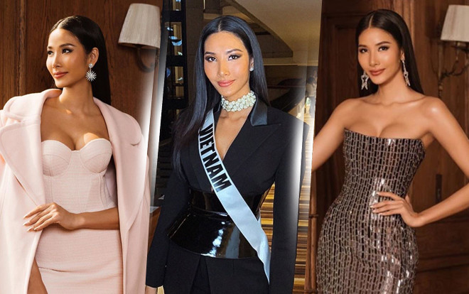 Bỏ váy đầm, Hoàng Thùy lần đầu diện suit đen kín đáo: Chuẩn style vòng Interview Miss Universe? Ảnh 2