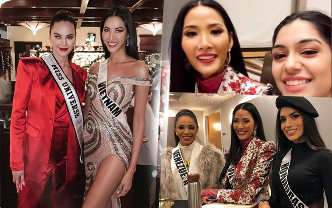 Hoàng Thùy 'lấn át' Catriona Gray, vui vẻ nhận vòng tay may mắn từ 'bạn gái' mới - đại diện Malaysia Ảnh 2