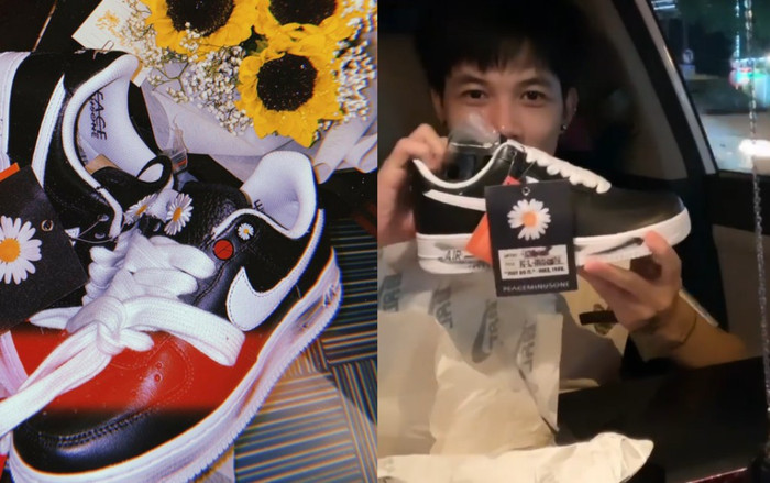 Phở Đặc Biệt, Phương Ly hào hứng 'đập hộp' đôi giày hoa cúc của G-Dragon, Anh Tú cắn cả hộp giày vì sung sướng Ảnh 2