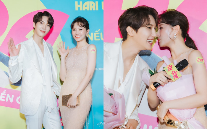 Tạm để ông xã Trấn Thành ở nhà, Hari Won sánh đôi bên Park Jung Min (SS501) trong ngày ra mắt phim 'Oppa, phiền quá nha!' Ảnh 2