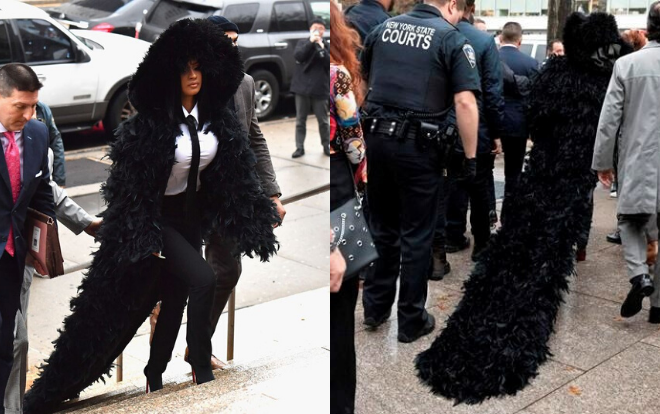 Cardi B gây sốc với áo khoác lông xù 3m quét đất đi hầu tòa Ảnh 2