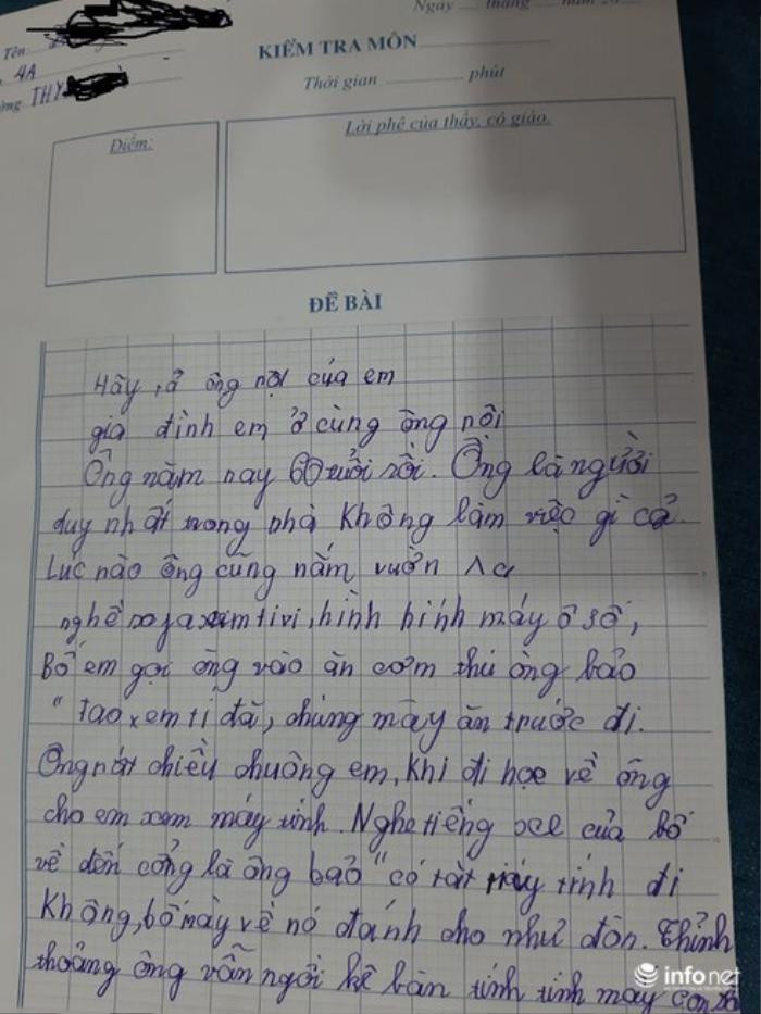 Bài văn miêu tả ông nội của cậu học trò lớp 4 quá đỗi chân thật khiến CĐM không thể nhịn cười