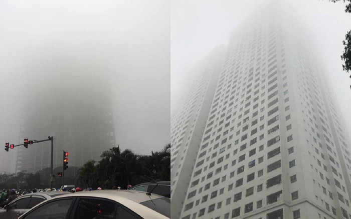 Chùm ảnh: Sương mù phủ kín các toà nhà cao ốc ở Hà Nội Ảnh 2