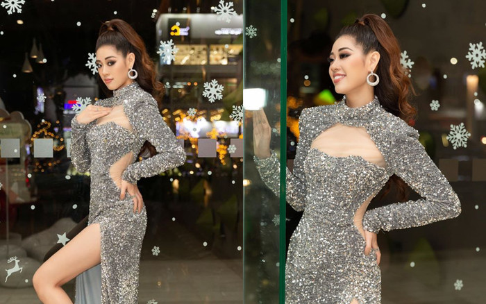 Diện váy xẻ, mang giày cao 15 cm nhọn hoắt, Hoa hậu Khánh Vân tạo dáng cực đỉnh Ảnh 2