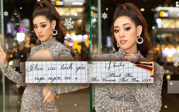 Khoe sắc vóc quyến rũ đón giáng sinh nhưng Khánh Vân khiến fan 'bấn loạn' vì chữ viết siêu đẹp Ảnh 2
