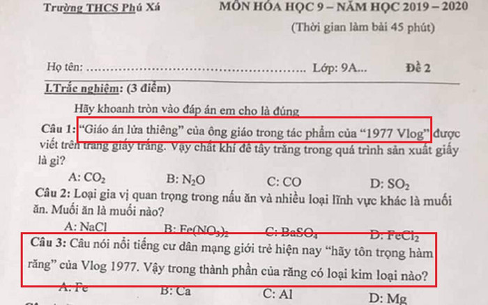 Đưa hiện tượng '1977 Vlog' vào đề thi môn Hóa, trường học gây tranh cãi CĐM Ảnh 2