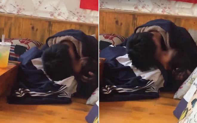 Cặp đôi mặc áo học sinh thản nhiên ôm nhau, sờ soạng ngay trong quán nước khiến cư dân mạng bức xúc Ảnh 2