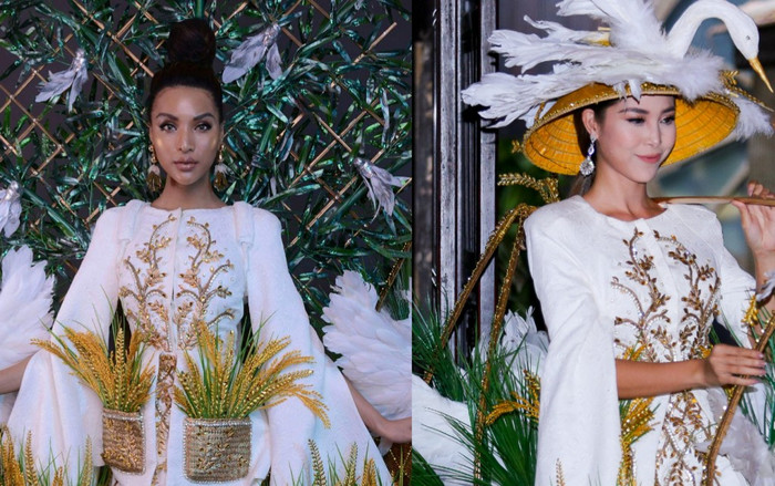 Bộ trang phục dân tộc được Mỹ Duyên mang đến Miss Global 2019 hóa ra đã từng được siêu mẫu Khả Trang diện qua trước đó Ảnh 2
