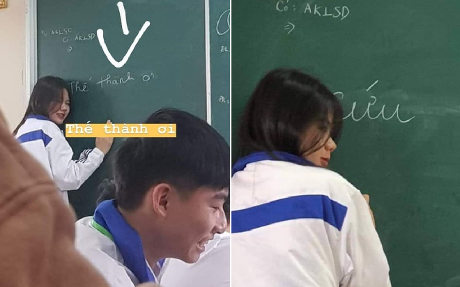 Lên bảng giải bài tập, nữ sinh ‘kêu cứu’ đứa bạn bên dưới khiến CĐM cười ngất Ảnh 2