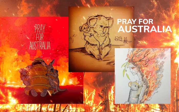 Xót xa trước thảm họa cháy rừng ở Úc, dân mạng vẽ tranh khắc họa nỗi đau và cầu nguyện bình an Ảnh 2