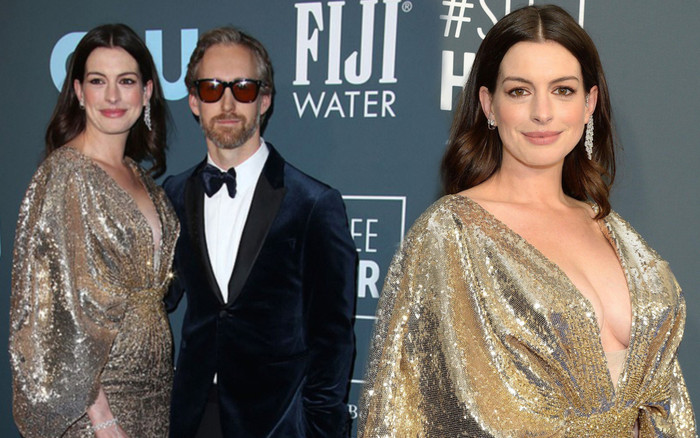 Anne Hathaway được ông xã 'tháp tùng' đi thảm đỏ, không quên khoe vòng một nóng bỏng Ảnh 2