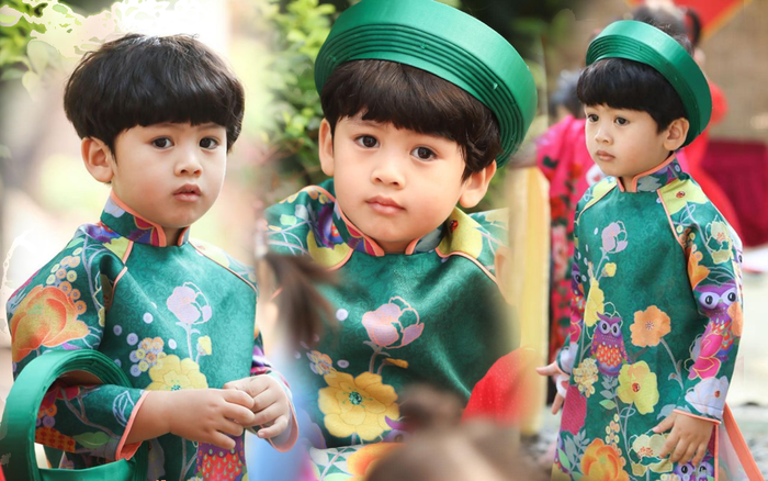 Ngọc Lan khoe ảnh con trai mặc áo dài khăn đóng xuống phố đón Xuân cực đáng yêu Ảnh 2