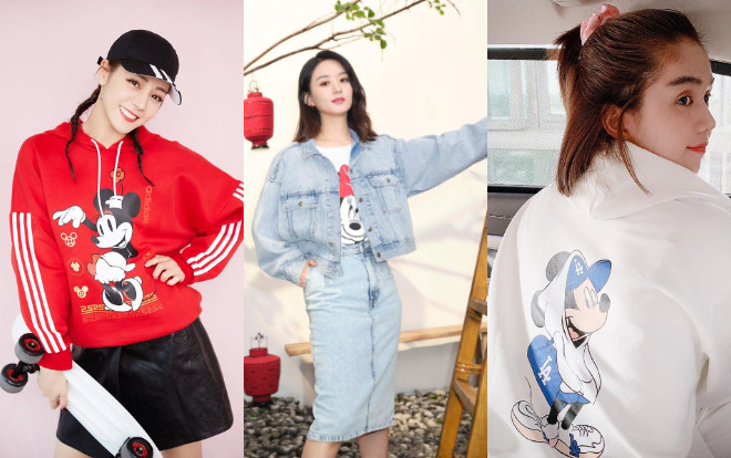 Ngọc Trinh, Địch Lệ Nhiệt Ba, Triệu Lệ Dĩnh tạo cơn sốt áo chuột Mickey Ảnh 2