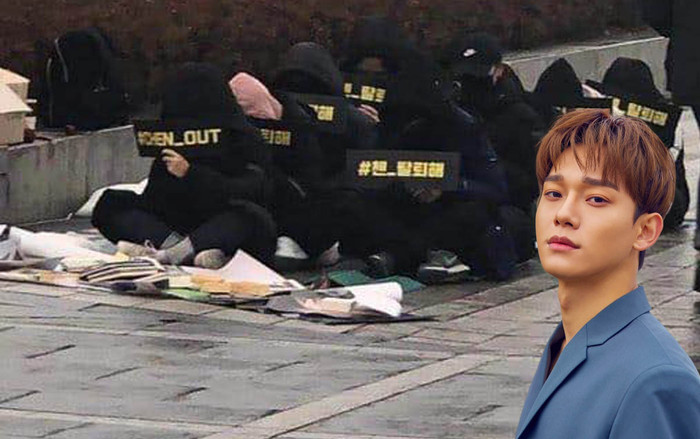 Chưa đầy 10 người tham gia biểu tình phản đối Chen (EXO) trước tòa nhà SM Ảnh 2