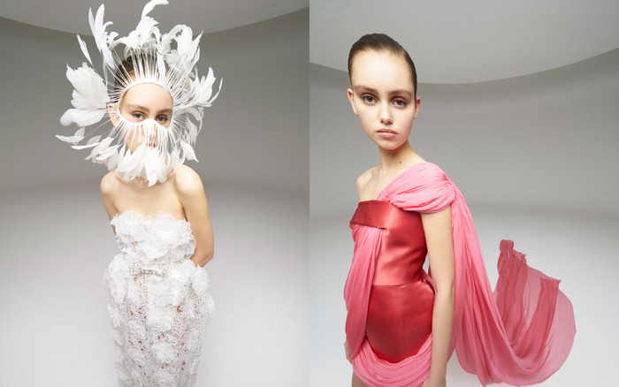 Người mẫu đeo mặt nạ lông vũ, bịt kín tay trông 'lùn một mẩu' ở show Giambattista Valli Ảnh 2