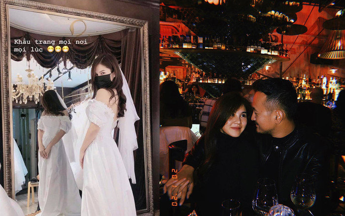 Đi thử váy cưới, MC Thu Hoài vẫn đeo khẩu trang đen kín cả mặt để ngừa virus Corona Ảnh 2
