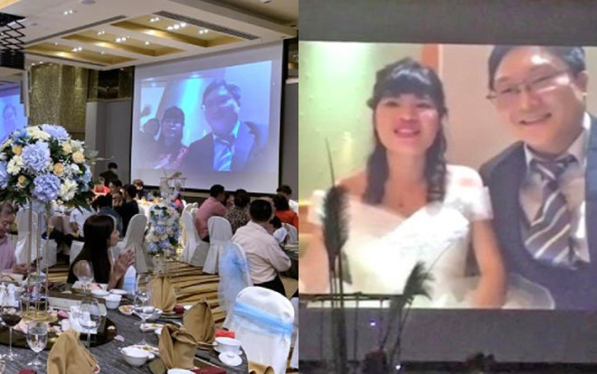 Bị cách ly vì trở về từ Trung Quốc, cặp đôi đành livestream chào quan khách trong đám cưới của chính mình Ảnh 2