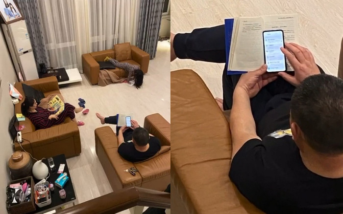 Cứ tưởng bố mẹ ngồi đọc sách làm gương cho con cái, CĐM chưa kịp khen đã phát hiện sự thật cực 'phũ' Ảnh 2