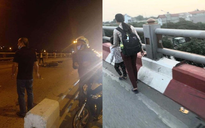 Nghi vấn người mẹ dắt con nhỏ đi xin tiền trên cầu Thanh Trì bị xe máy tông tử vong Ảnh 2