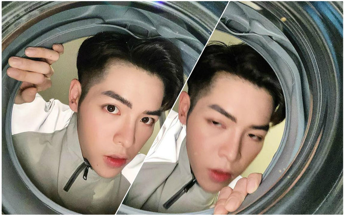 Đức Phúc đáng yêu trong concept 'trendy' thu mình trong chiếc máy giặt Ảnh 2