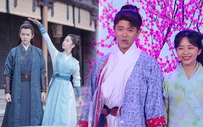 'Cẩm Y Phu Phụ' tình tứ nắm tay song ca trên Happy Camp, nhưng chỗ ngồi của cả hai vẫn giữ khoảng cách cố định Ảnh 2