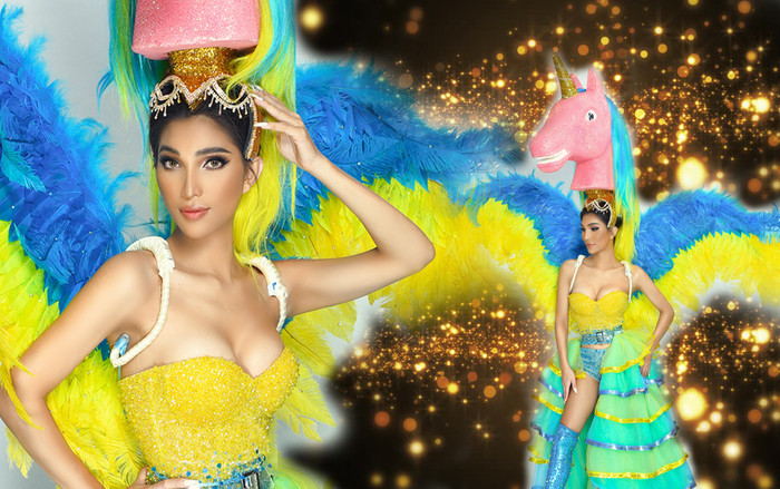 Đại diện Thụy Điển gốc Việt - Vicky Trần khoe trang phục dân tộc kỳ lân sặc sỡ: Thời trang và đầy ý nghĩa Ảnh 2