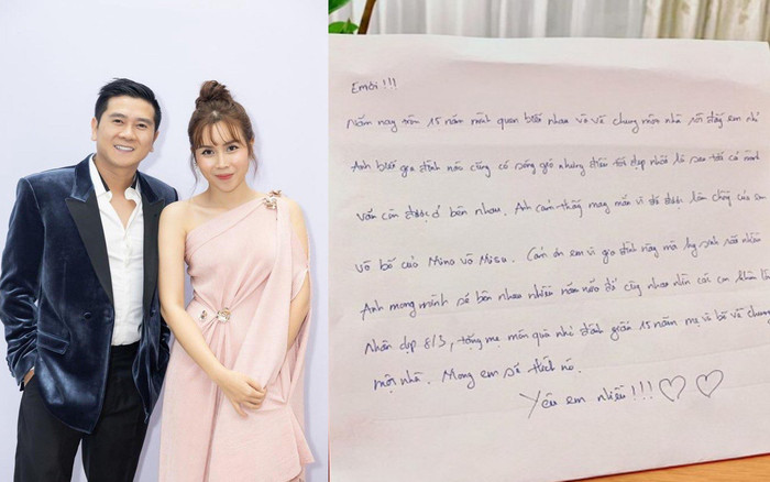 Hồ Hoài Anh viết thư tay gửi Lưu Hương Giang dịp 8/3: 'Anh cảm thấy may mắn vì đã được làm chồng của em' Ảnh 2