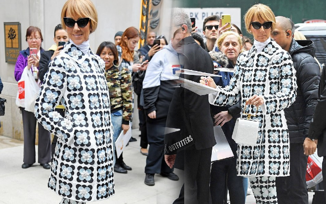 Celine Dion diện cây đồ họa tiết hoa kín mít từ trên xuống vẫn nổi bật phố New York Ảnh 2