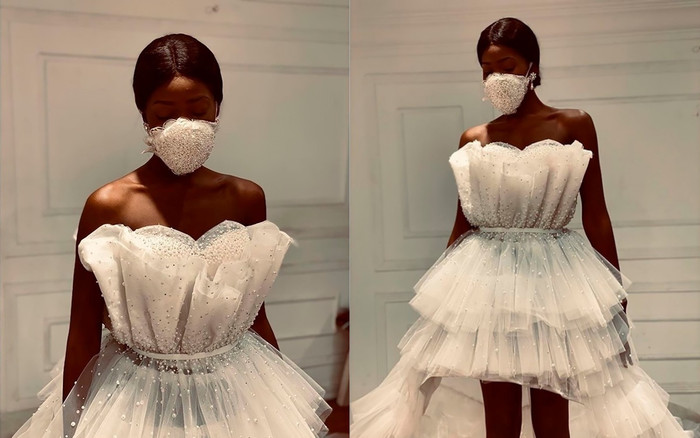 NTK Ai Cập tung combo chống dịch cho các cô dâu: Váy cưới cùng khẩu trang Ảnh 2