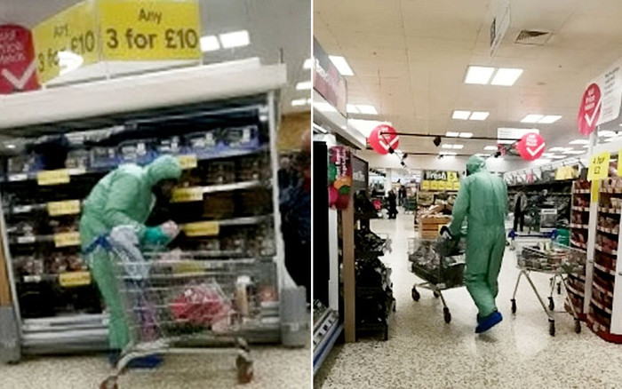 Người đàn ông gây sốc vì 'trang bị tận răng' đi siêu thị giữa mùa dịch COVID-19 Ảnh 2