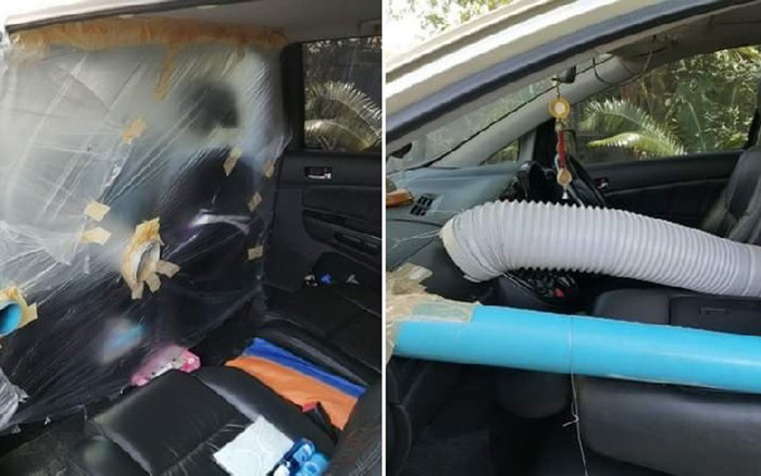 Đón con trở về từ Ý, người cha tự 'chế' buồng cách ly COVID-19 ngay trên ô tô Ảnh 2