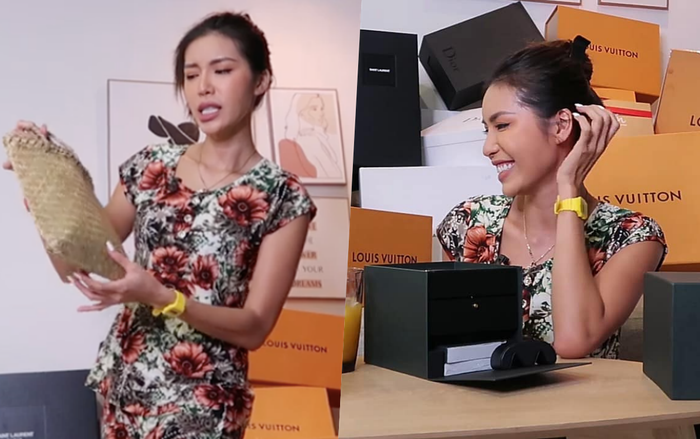 Khi Minh Tú 'đập hộp đồ hiệu': Từ dép tổ ong ngàn lỗ tới túi cói đi chợ dành cho các mẹ trị giá 14 ngàn đồng Ảnh 2