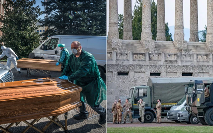 Đoàn xe quân sự của Ý chuyển thi thể bệnh nhân COVID-19 ra khỏi thành phố chờ hỏa táng Ảnh 2