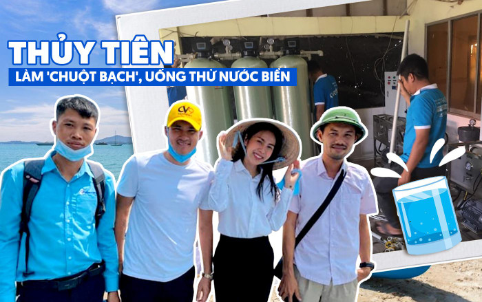 Thuỷ Tiên làm 'chuột bạch', uống thử nước biển sau khi qua máy lọc Ảnh 2