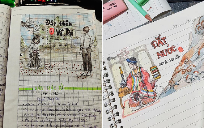 Trầm trồ với quyển vở Văn đẹp như tranh vẽ: Buồn ngủ cách mấy cũng phải học cho bằng được Ảnh 2