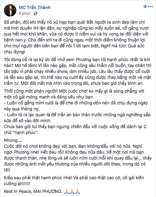 Cộng đồng mạng đau buồn tiễn biệt diễn viên Mai Phương