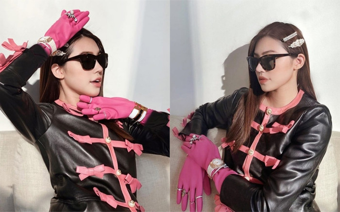 Jolie Nguyễn mang bao tay rửa chén, tạo dáng sang chảnh như chụp ảnh tạp chí Ảnh 2