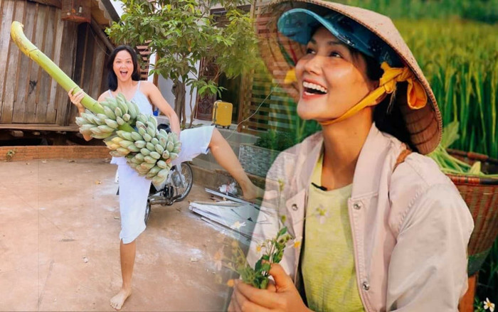 Cười ngất hình ảnh H'Hen Niê ôm buồng chuối làm đàn guitar, văn nghệ 'sương sương' mùa tránh dịch Ảnh 2