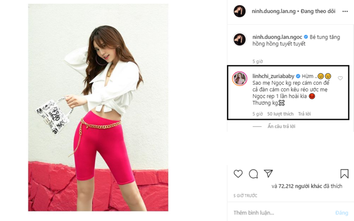 Bị mỉa mai khi đòi Ninh Dương Lan Ngọc trả lời bình luận, Linh Chi đáp trả cực gắt anti-fan Ảnh 2