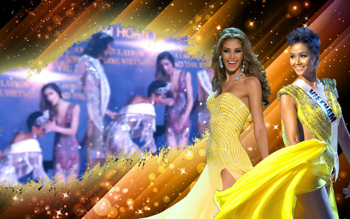 Fan khen H'Hen Niê cúi người chỉnh váy cho Miss Universe Dayana Mendoza suýt rơi vương miện Ảnh 2