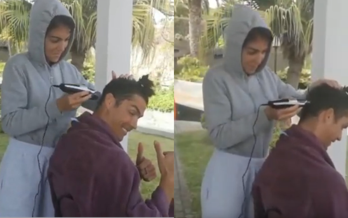 Cách ly tại nhà, Ronaldo được bạn gái nóng bỏng cắt tóc Ảnh 2