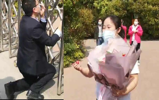 Chàng trai dùng máy bay điều khiển từ xa cầu hôn nữ y tá vừa từ vùng dịch trở về Ảnh 2